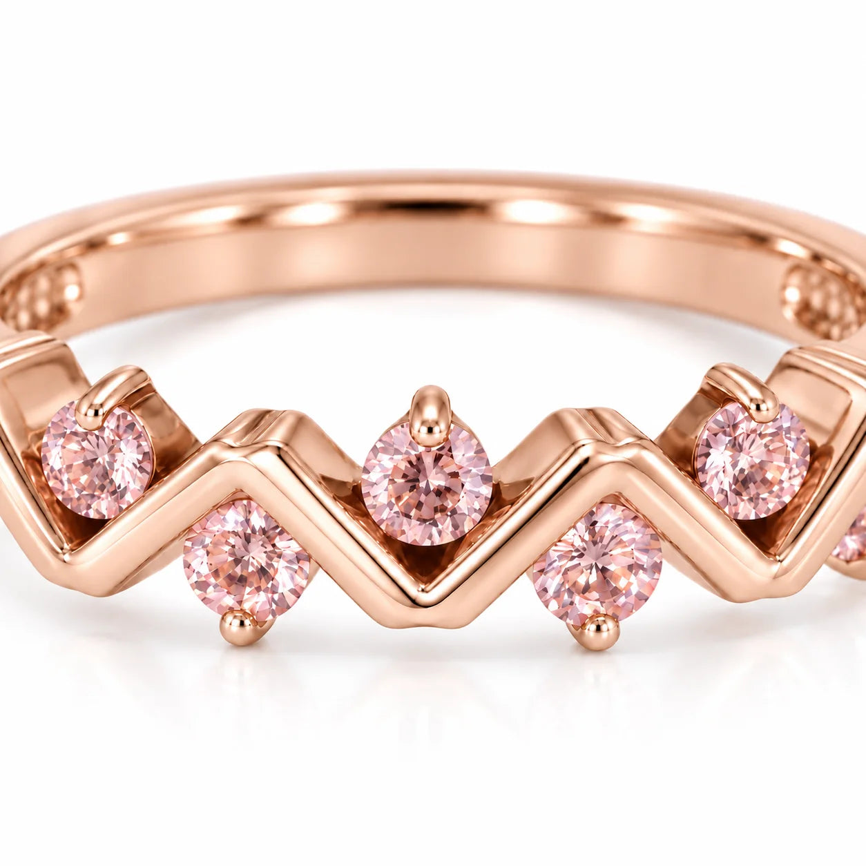 0.25 Carat Concertina Pink Diamond Wedding Ring