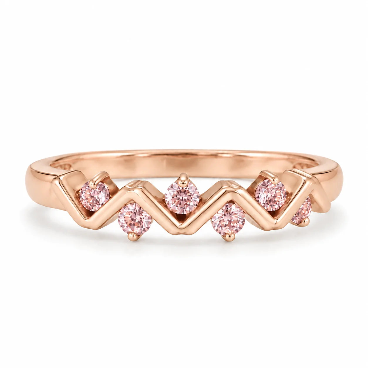 0.25 Carat Concertina Pink Diamond Wedding Ring 18K Rose Gold