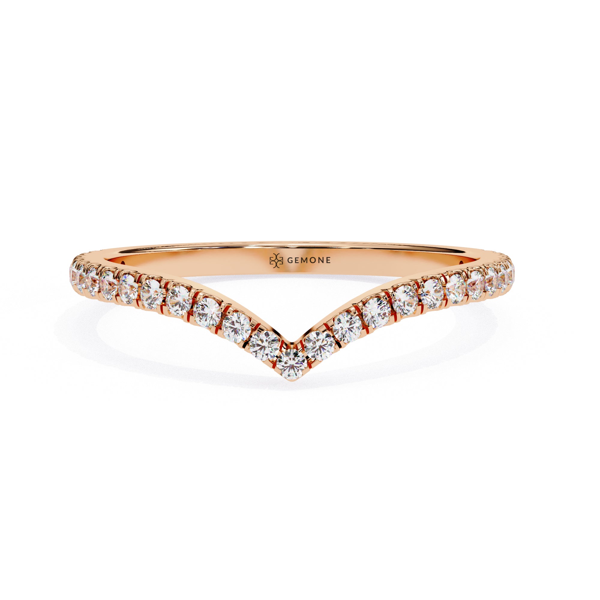 0.25 Carat Round Cut Curved Diamond Wedding Band In Yellow Gold 18K Rose Gold Natural Diamond