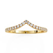 0.25 Carat Round Cut Curved Diamond Wedding Band In Yellow Gold