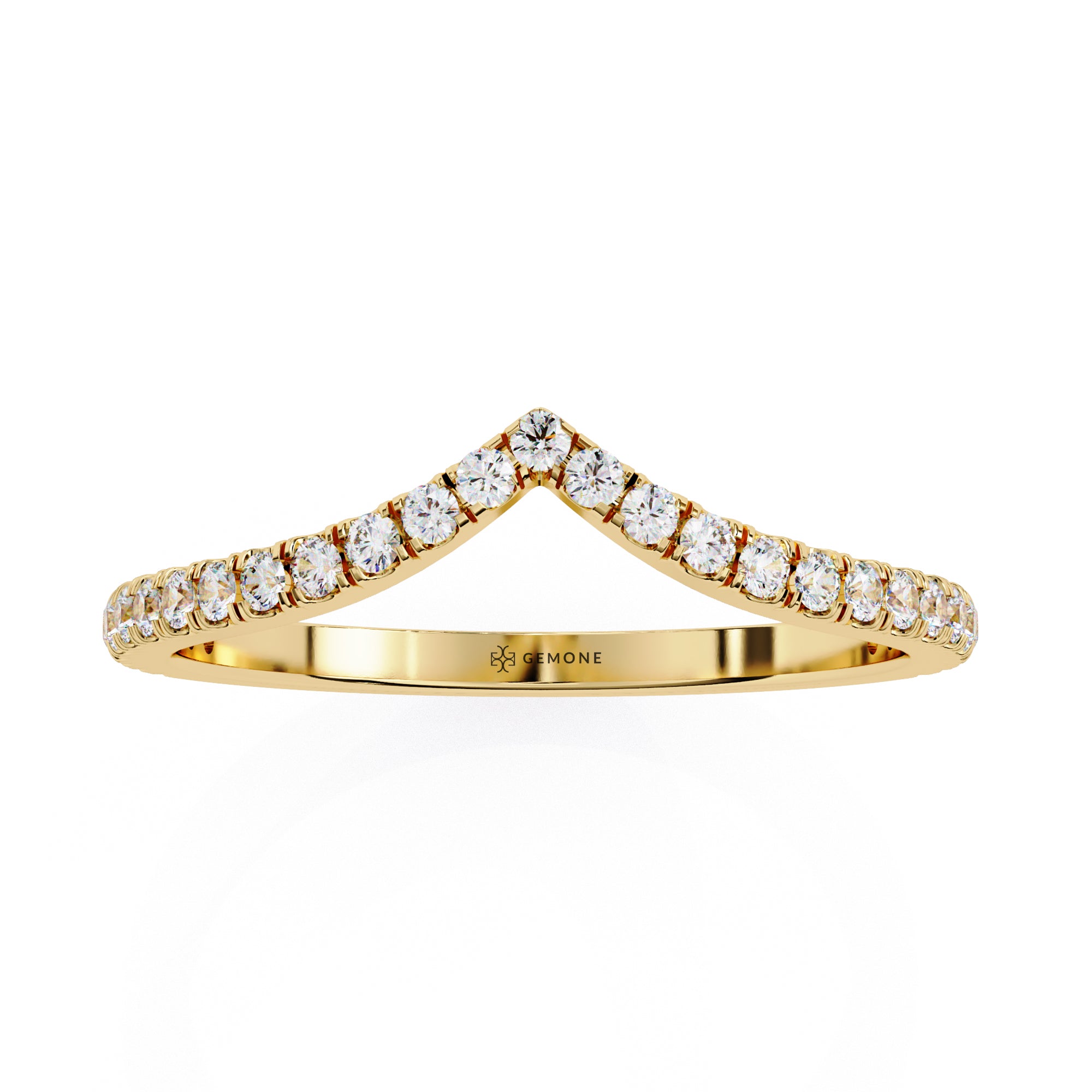 0.25 Carat Round Cut Curved Diamond Wedding Band In Yellow Gold