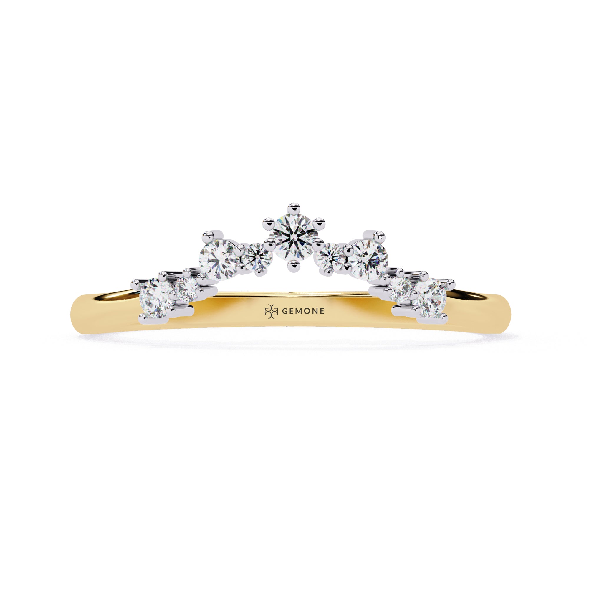 0.25 Carat Round Shape Curved Diamond Wedding Band In Rose Gold 18K Yellow Gold Natural Diamond