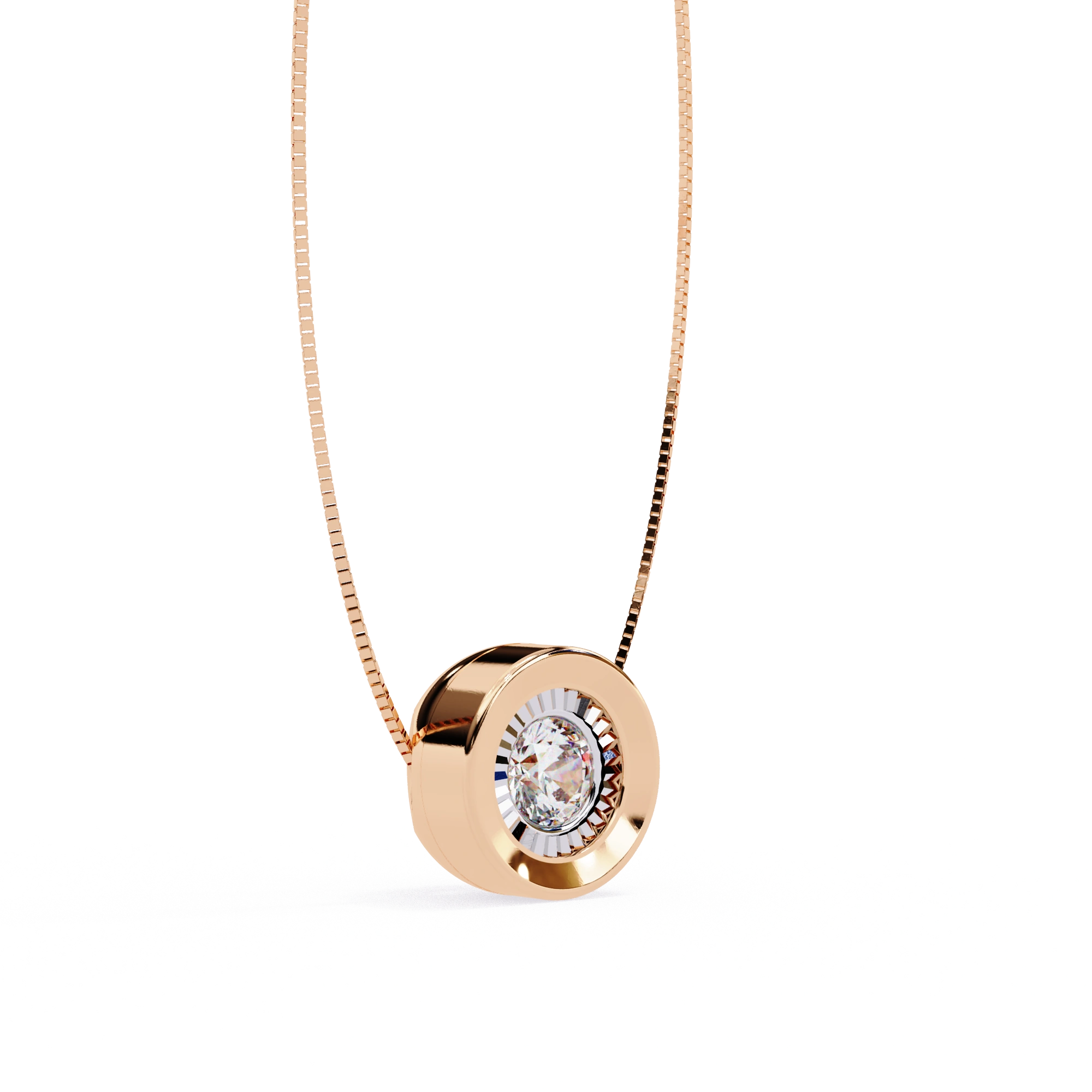 0.25 Ct Round Lab Diamond Two-Tone Bezel Pendant