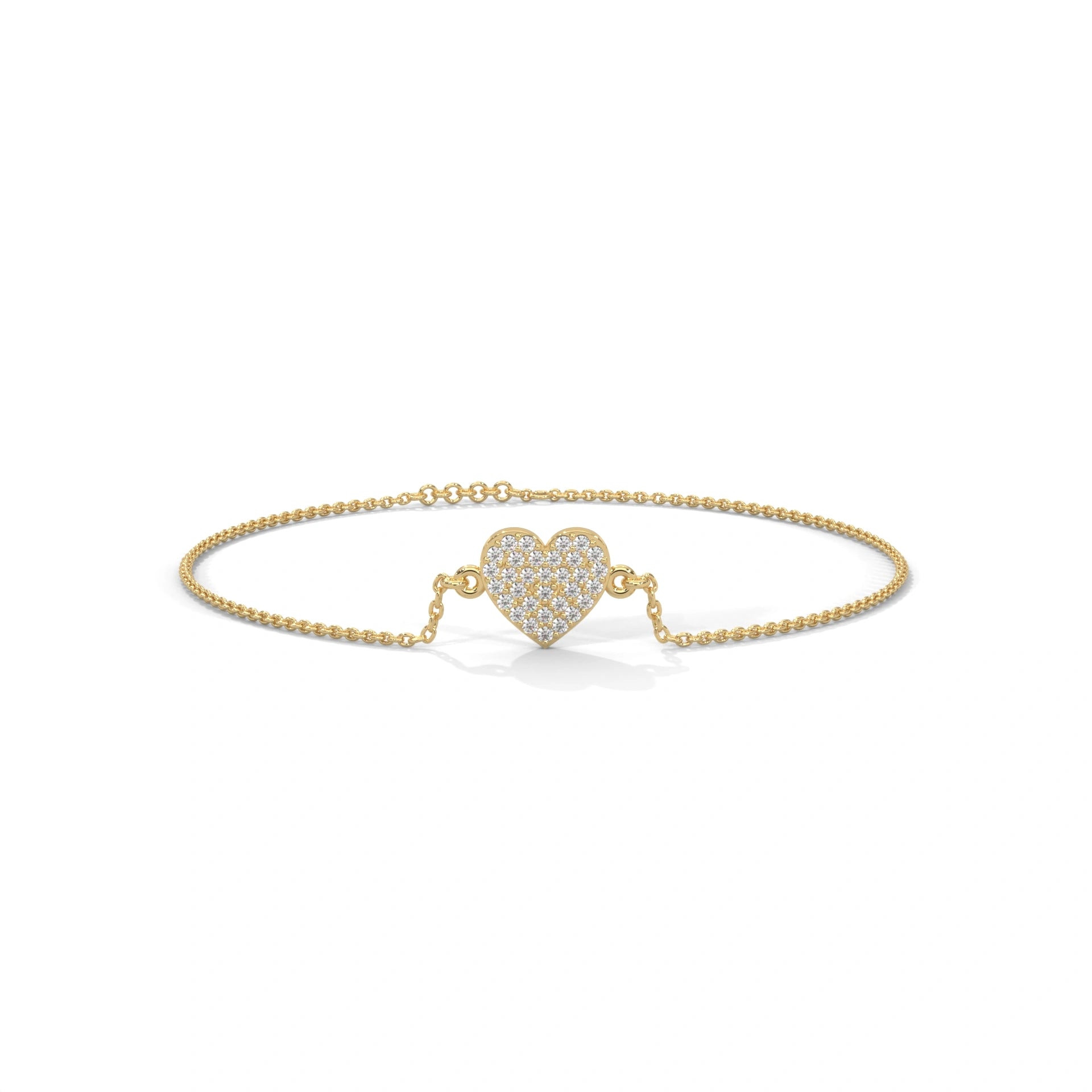 0.50 Carat Diamond Heart Station Bracelet in Rose Gold 18K Yellow Gold Natural Diamond