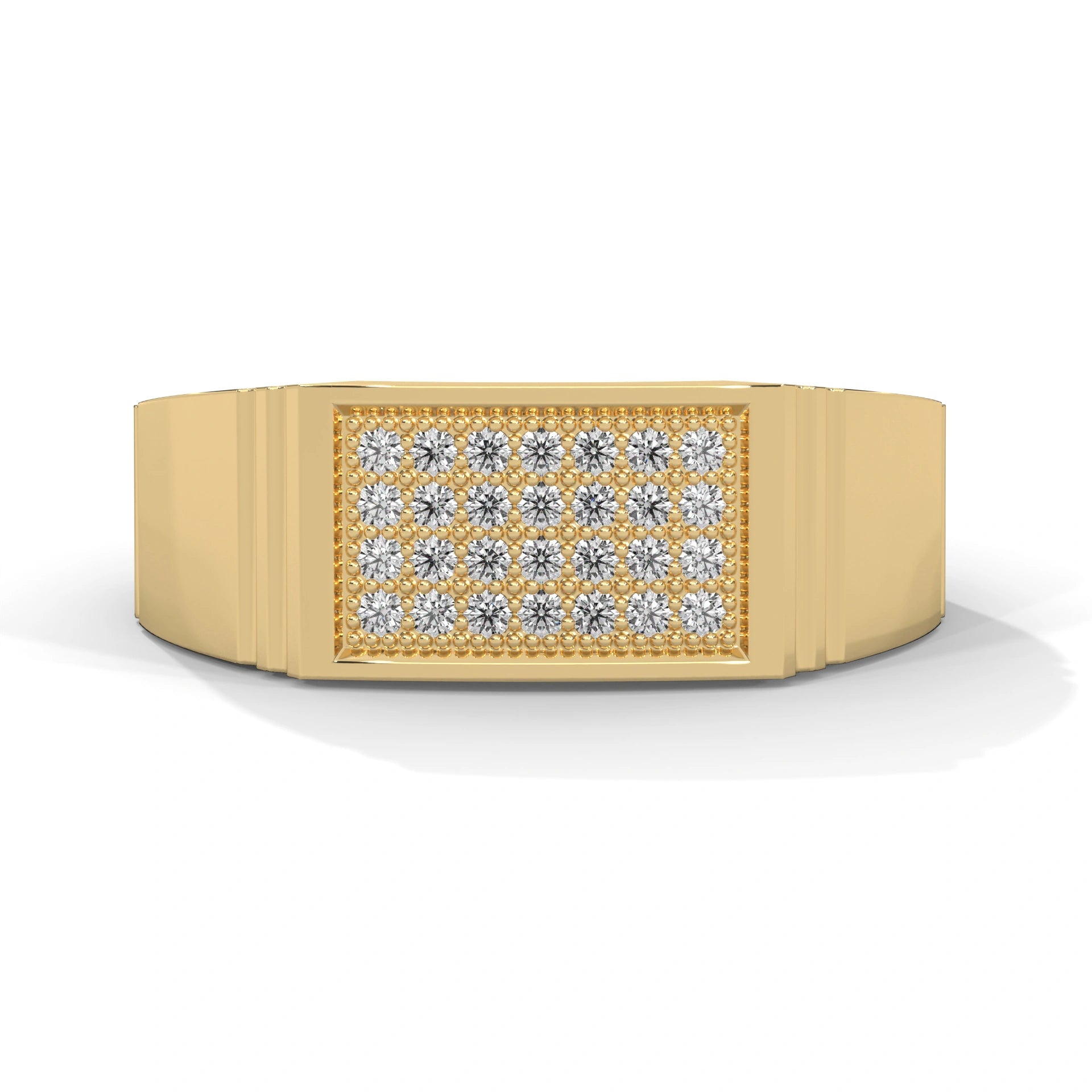 0.28 Carat lab created diamond men's flat top ring in rose gold 18K Yellow Gold Natural Diamond