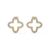 0.29 Ct TWT Diamond Clover Solid Gold Stud Earrings