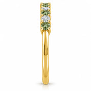 Side view of 0.32ct Round Green &amp; White Diamond Half Eternity Band