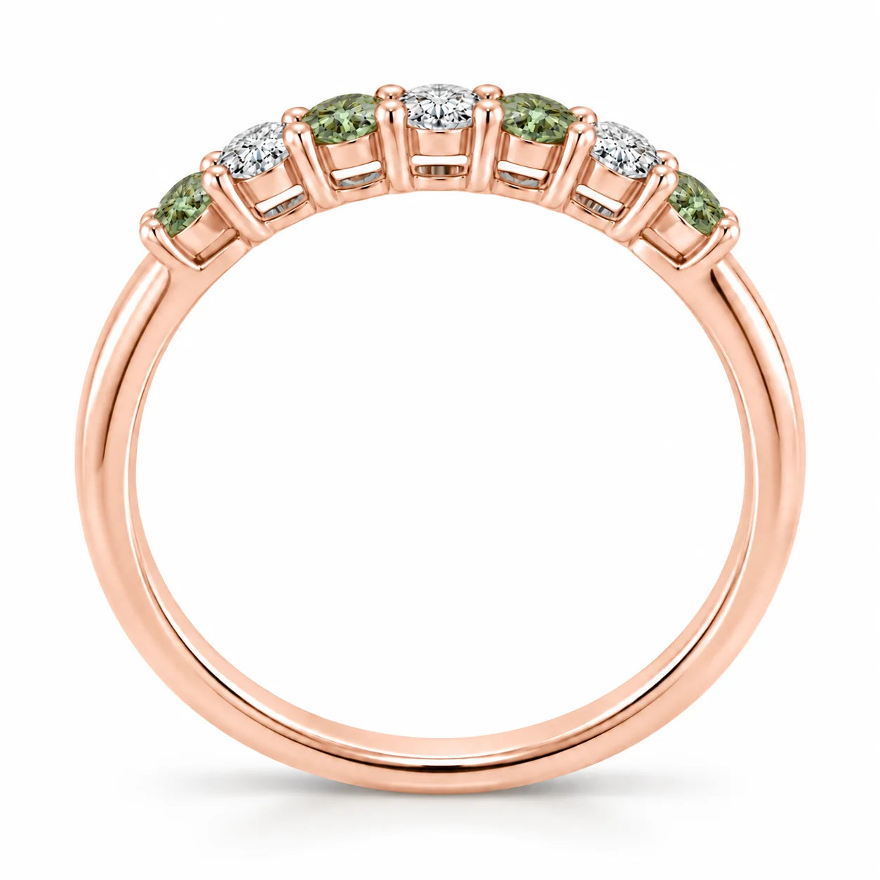 Metal View Of 0.32ct Round Green &amp; White Diamond Half Eternity Band
