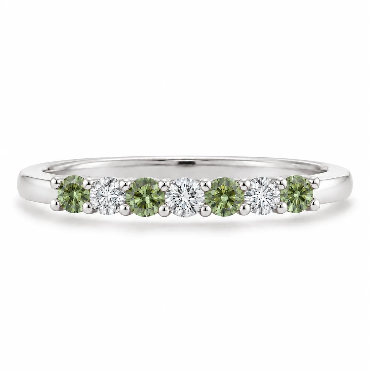 0.32ct Round Green & White Diamond Half Eternity Band