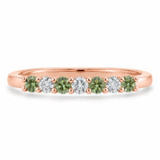 Front View Of 0.32ct Round Green &amp; White Diamond Half Eternity Band