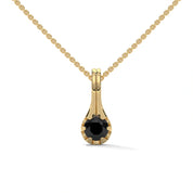 0.33 Ct Black Diamond Solitaire Pendant Necklace in Gold 18K Yellow Gold