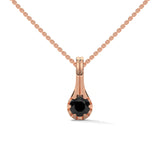0.33 Ct Black Diamond Solitaire Pendant Necklace in Gold