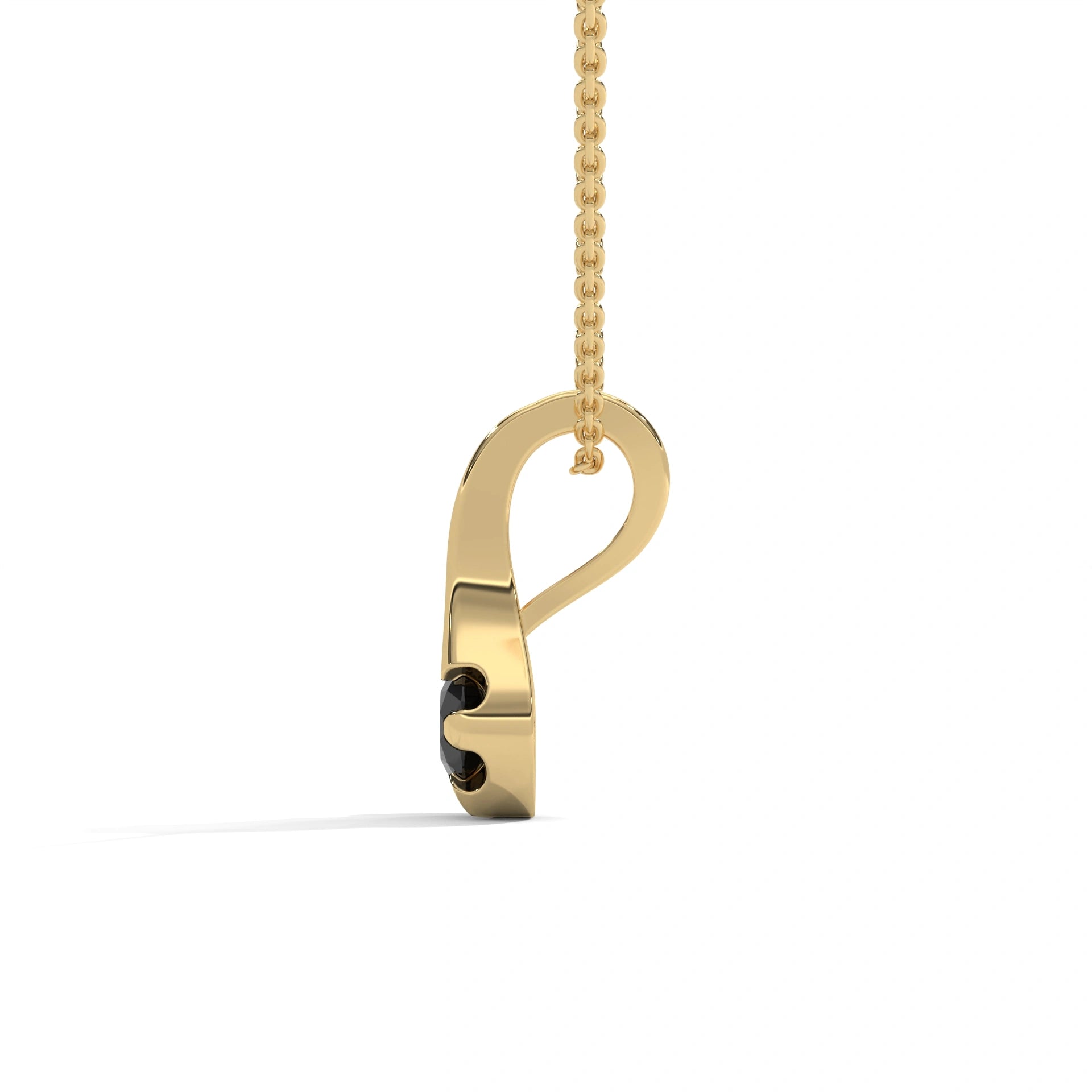 0.33 Ct Black Diamond Solitaire Pendant Necklace in Gold