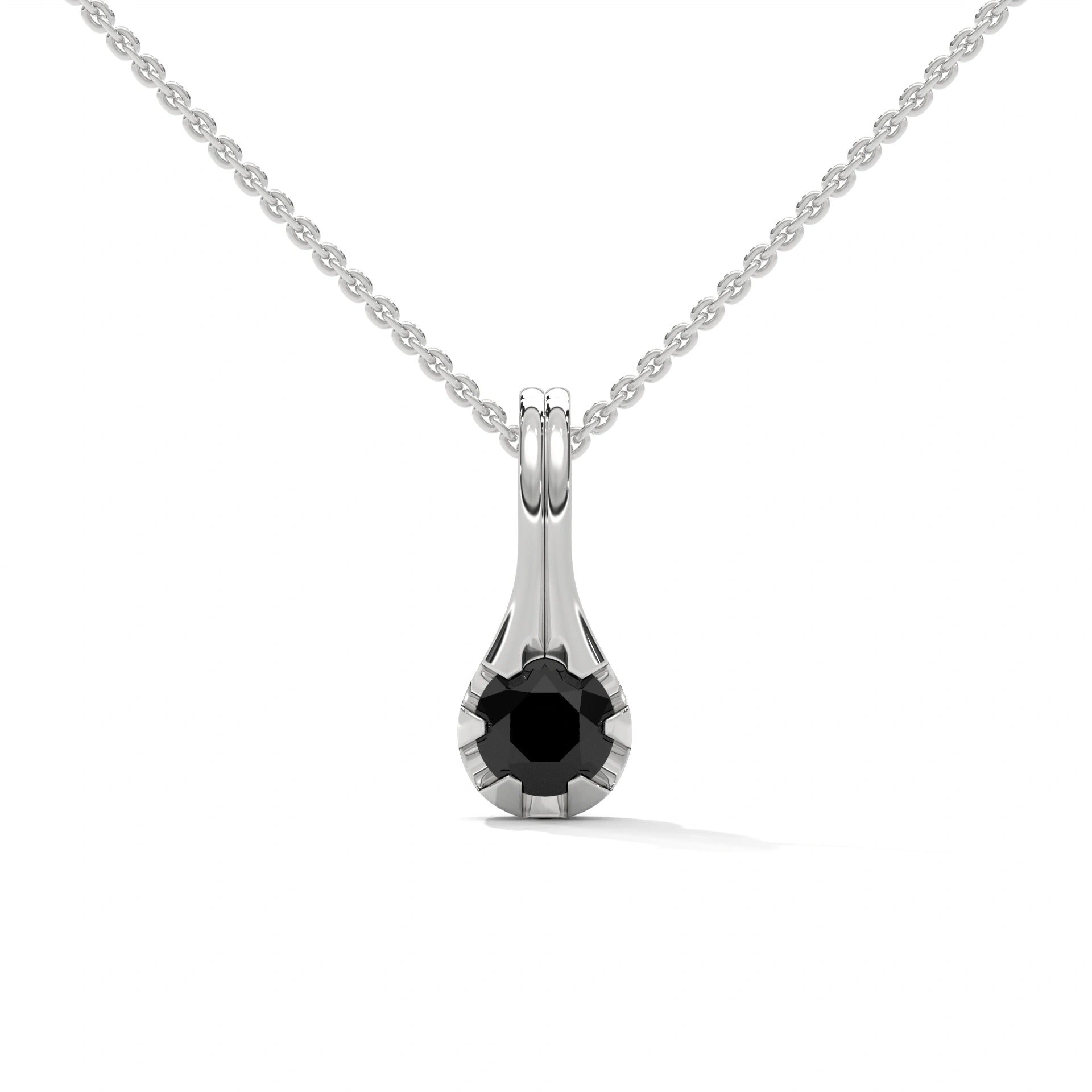 0.33 Ct Black Diamond Solitaire Pendant Necklace in Gold