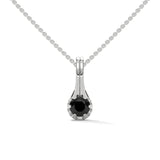 0.33 Ct Black Diamond Solitaire Pendant Necklace in Gold