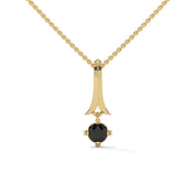0.33 Ct Solitaire Black Diamond Pendant 18K Yellow Gold