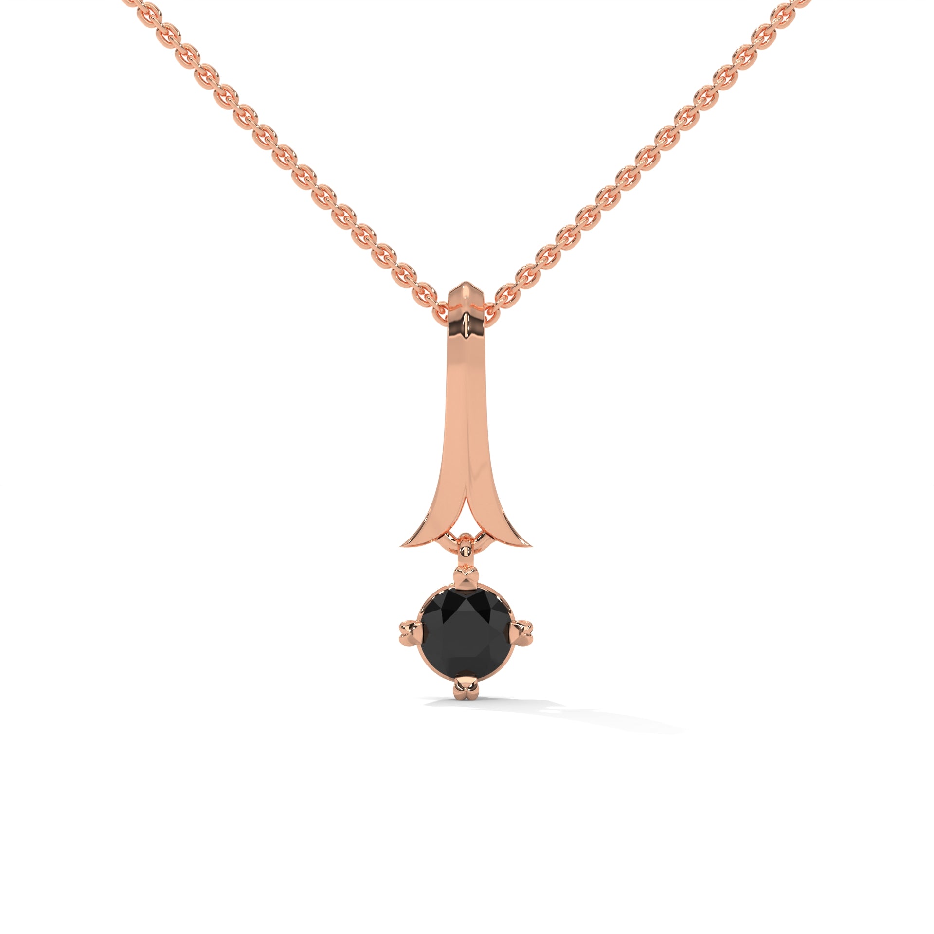 0.33 Ct Round Cut Diamond Solitaire Black Diamond Pendant 18K Rose Gold