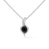 0.35 Ct T.W.T Black Diamond Pendant Necklace in White Gold