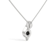 0.35 Ct T.W.T Black Diamond Pendant Necklace in White Gold