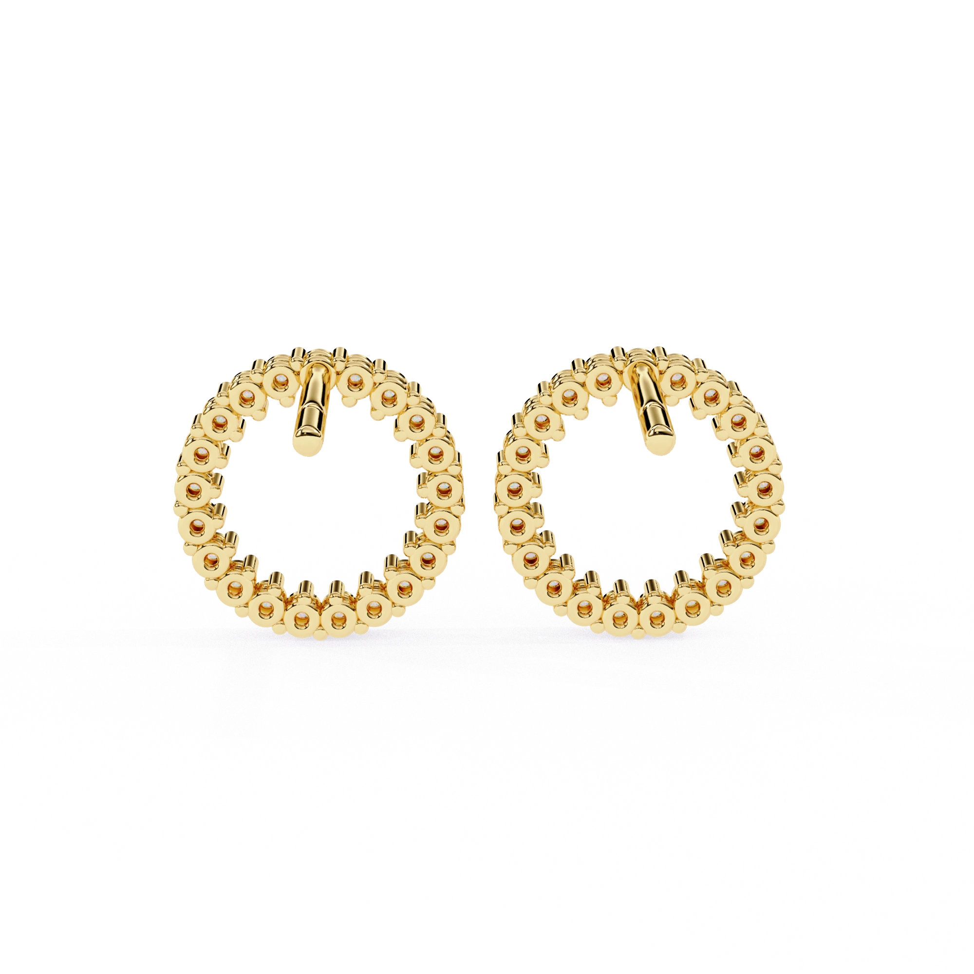 0.38 Carat Open Circle Round Halo Diamond Stud Earrings