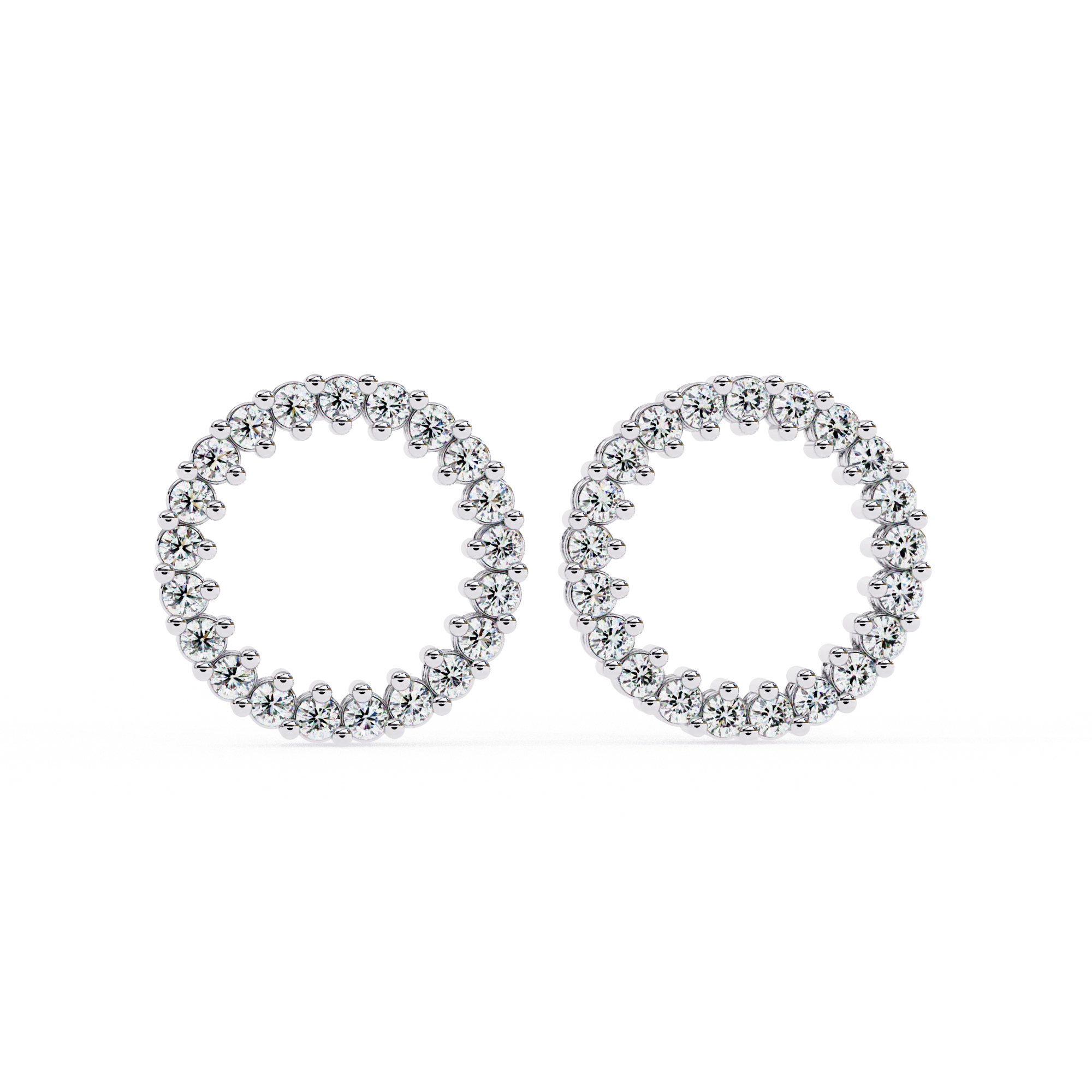 0.38 Carat Open Circle Round Halo Diamond Stud Earrings 950 Platinum Natural Diamond