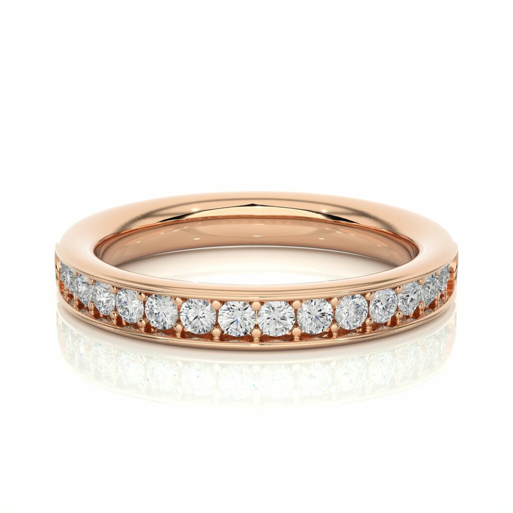 0.35 Carat Channel Setting Diamond Half Eternity Band In Yellow Gold Rose