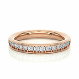 0.44 Ct Round Prong Setting Diamond Half Eternity Wedding Band in Yellow Gold