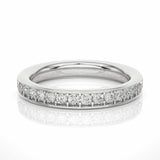 0.44 Ct Round Prong Setting Diamond Half Eternity Wedding Band in Yellow Gold