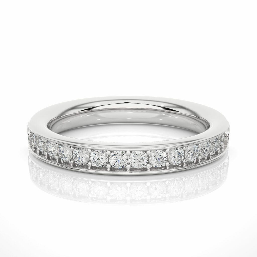 0.35 Carat Channel Setting Diamond Half Eternity Band In White Gold White Eternity Wedding Rings