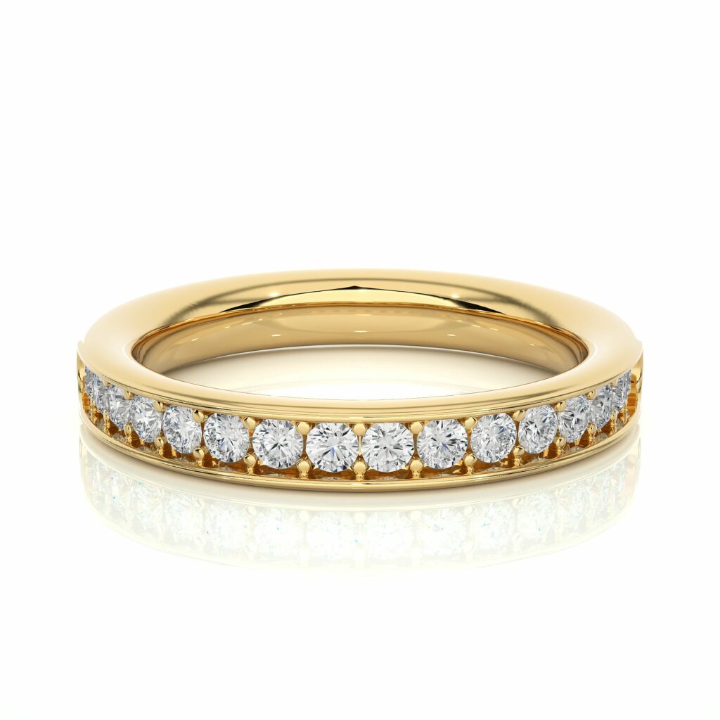 0.40 Ct Round Shaped Channel Set Lab Diamond Half Eternity Band in White Gold Yellow