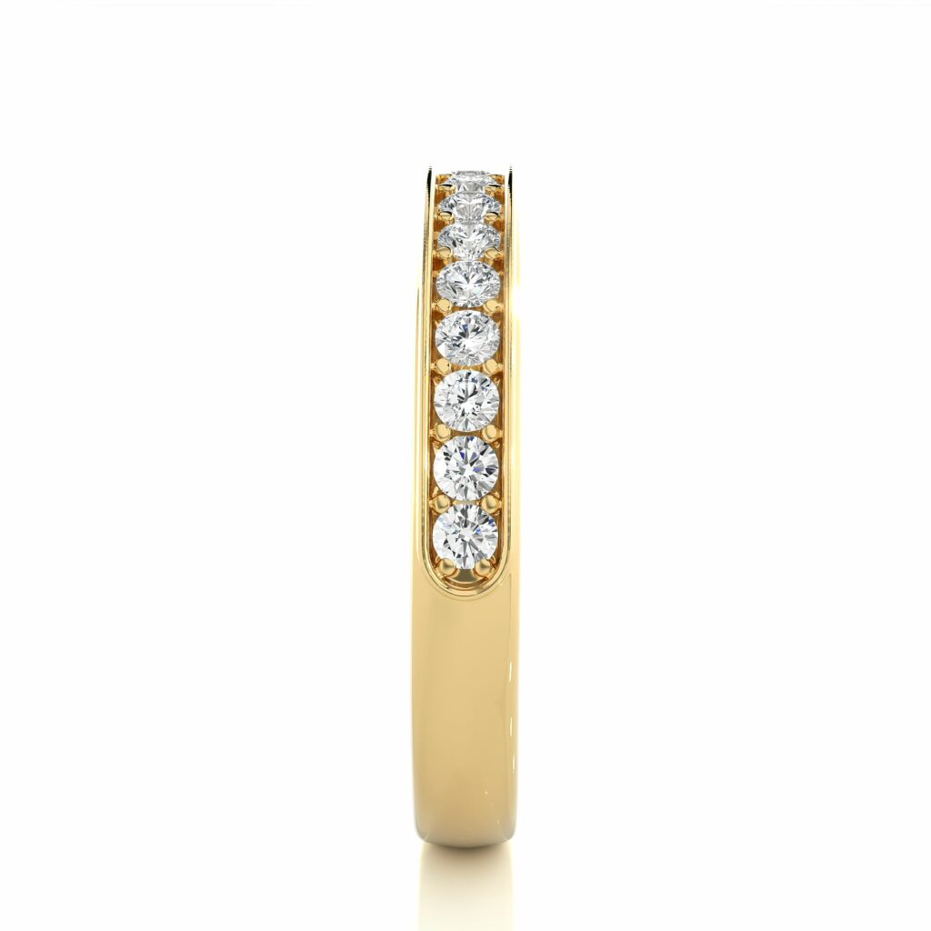 0.44 Ct Round Prong Setting Diamond Half Eternity Wedding Band in Yellow Gold