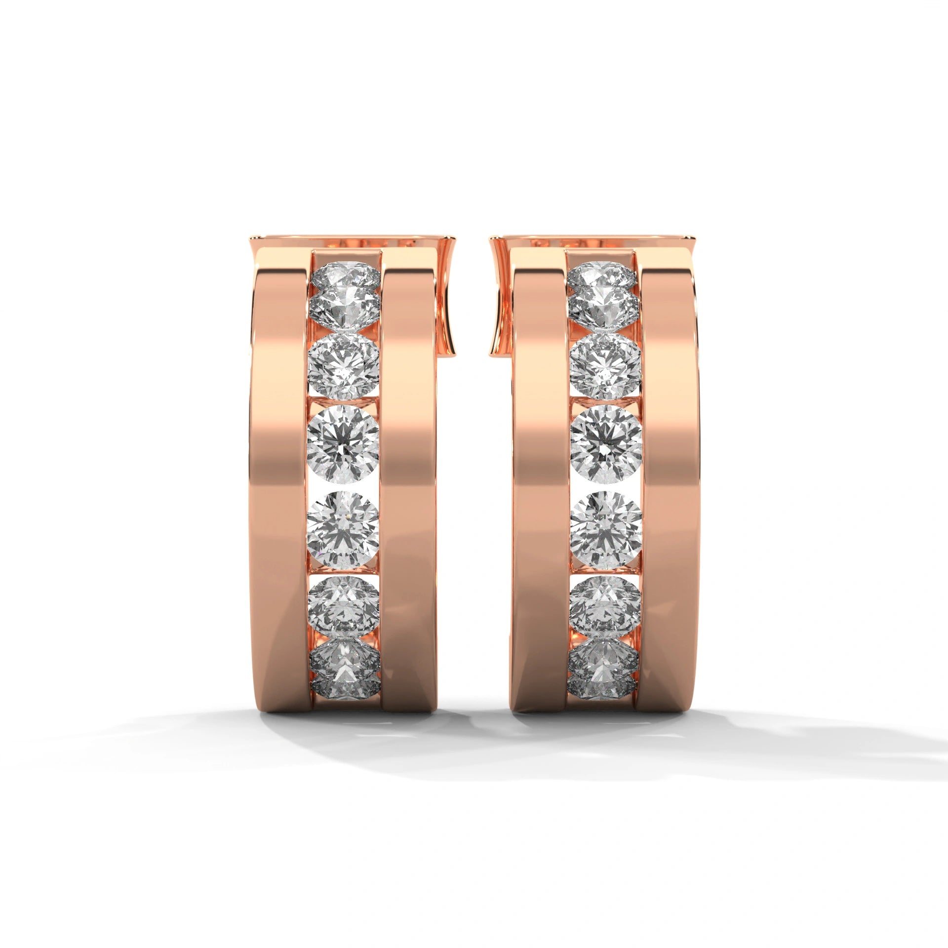 0.40 Carat Huggie Hoop Earrings in Yellow Gold 18K Rose Gold Natural Diamond