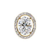 3.20 Carat Oval Diamond Halo Stud Earrings in Gold
