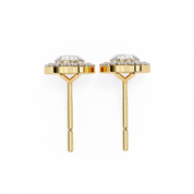3.20 Carat Oval Diamond Halo Stud Earrings in Gold
