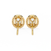 3.20 Carat Oval Diamond Halo Stud Earrings in Gold
