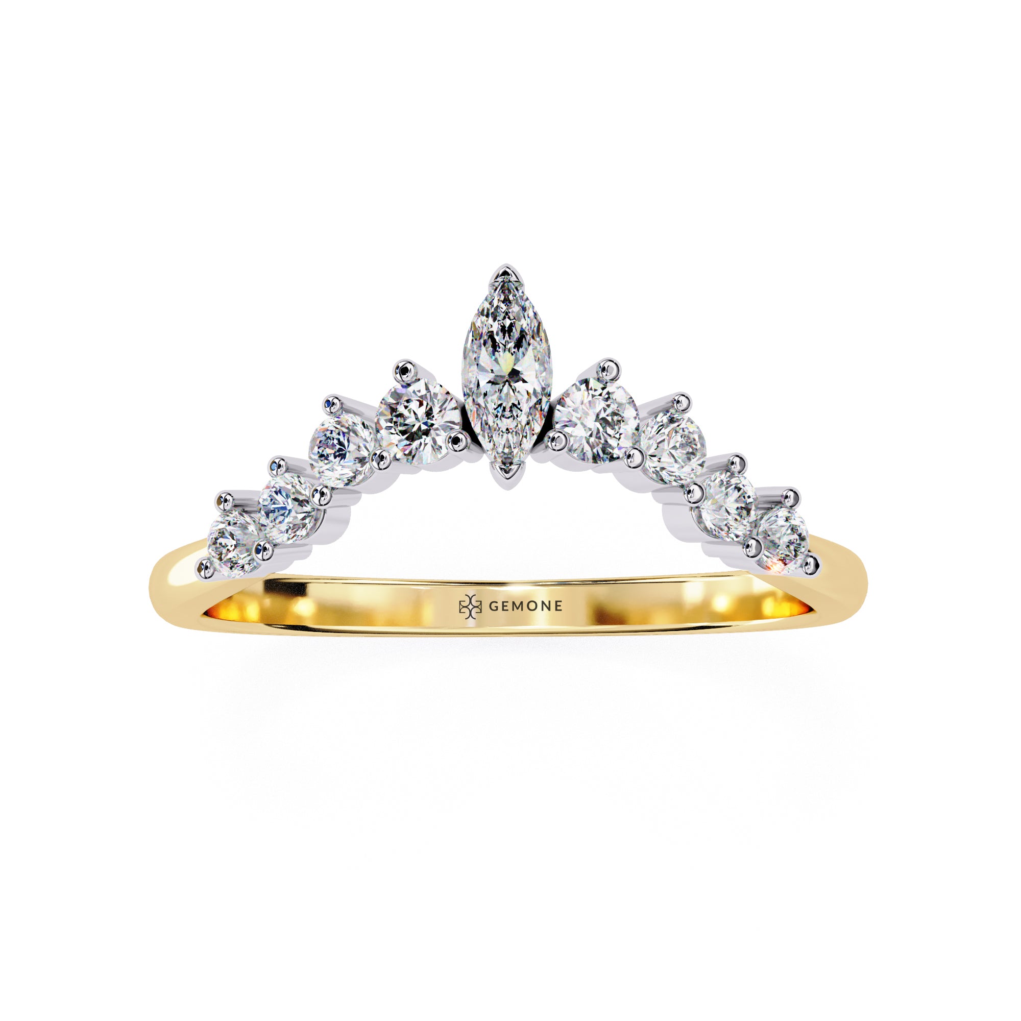 0.40 Carat Round Cut Curved Diamond Wedding Band In White Gold 18K Yellow Gold Natural Diamond Diamond Wedding Bands