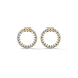 0.42 Ct TWT Round Diamond Halo Platinum & Gold Stud Earrings