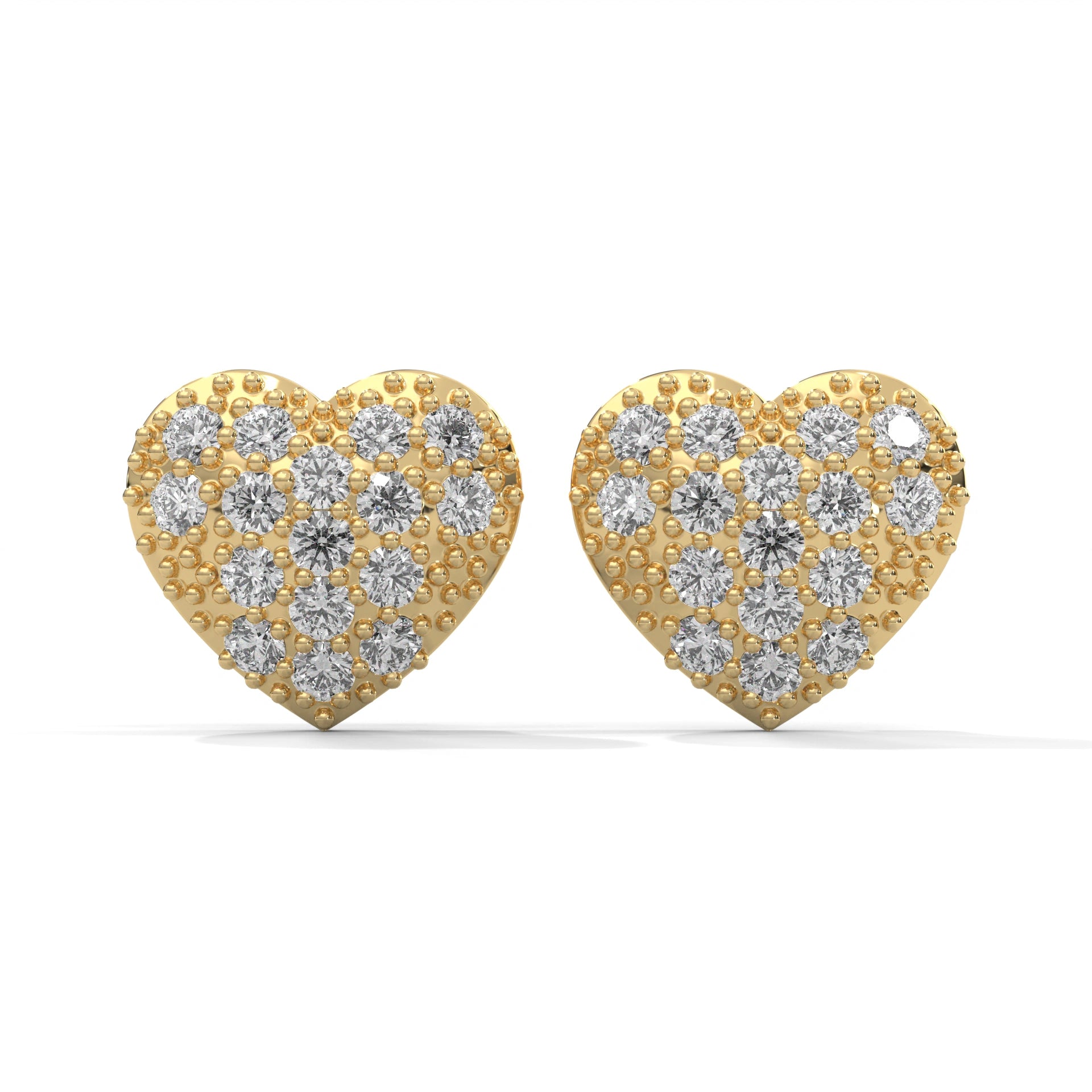 0.44 Carat Heart Earrings in Rose Gold with Lab Grown Diamonds 18K Yellow Gold Natural Diamond