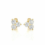 0.45 Ct Three Round Prong Setting Diamond Stud Earrings in Yellow Gold