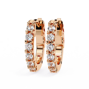 0.40 Ct Diamond Huggie Hoop Earrings for Women 18K Rose Gold Natural Diamond