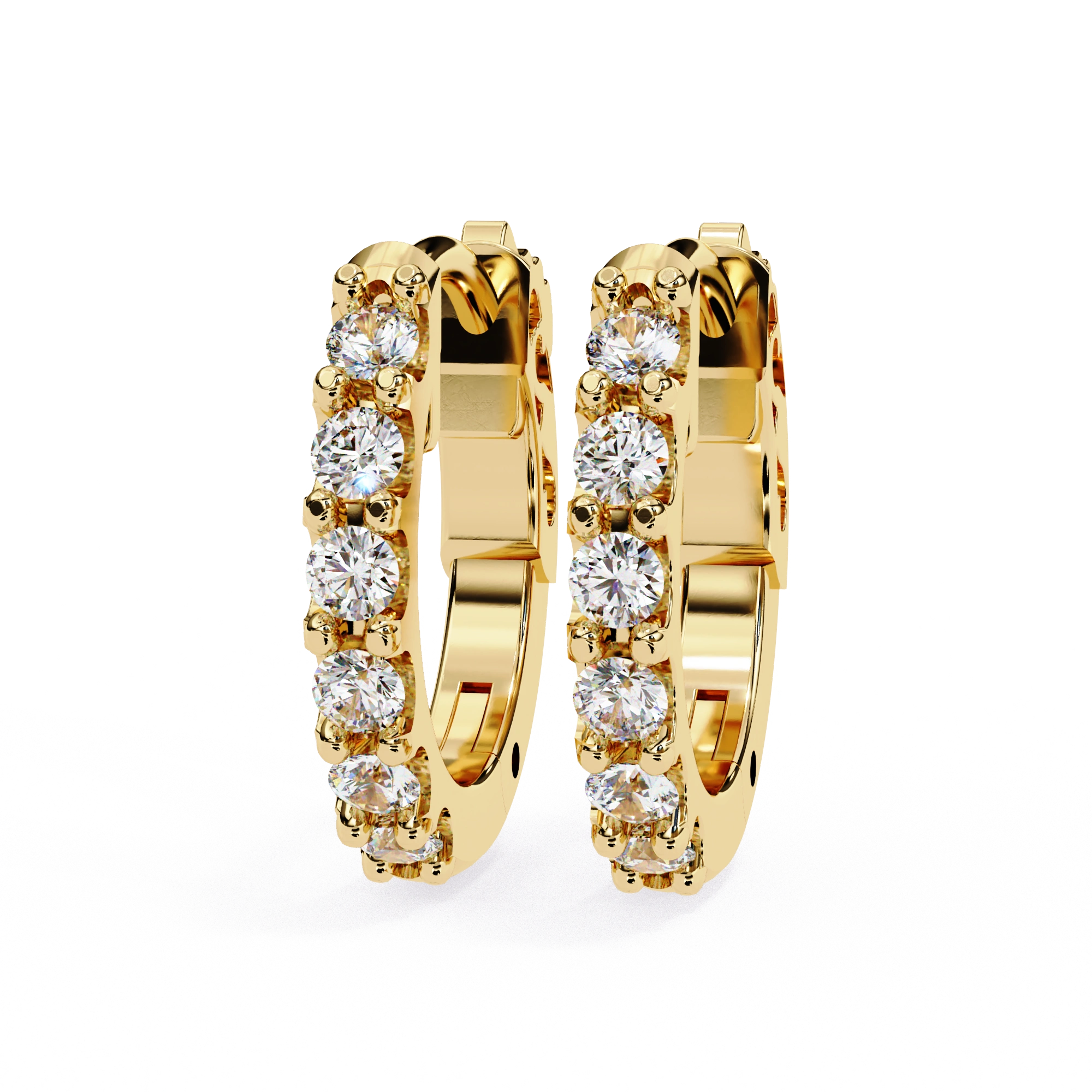 0.40 Ct Diamond Huggie Hoop Earrings for Women 18K Yellow Gold Natural Diamond