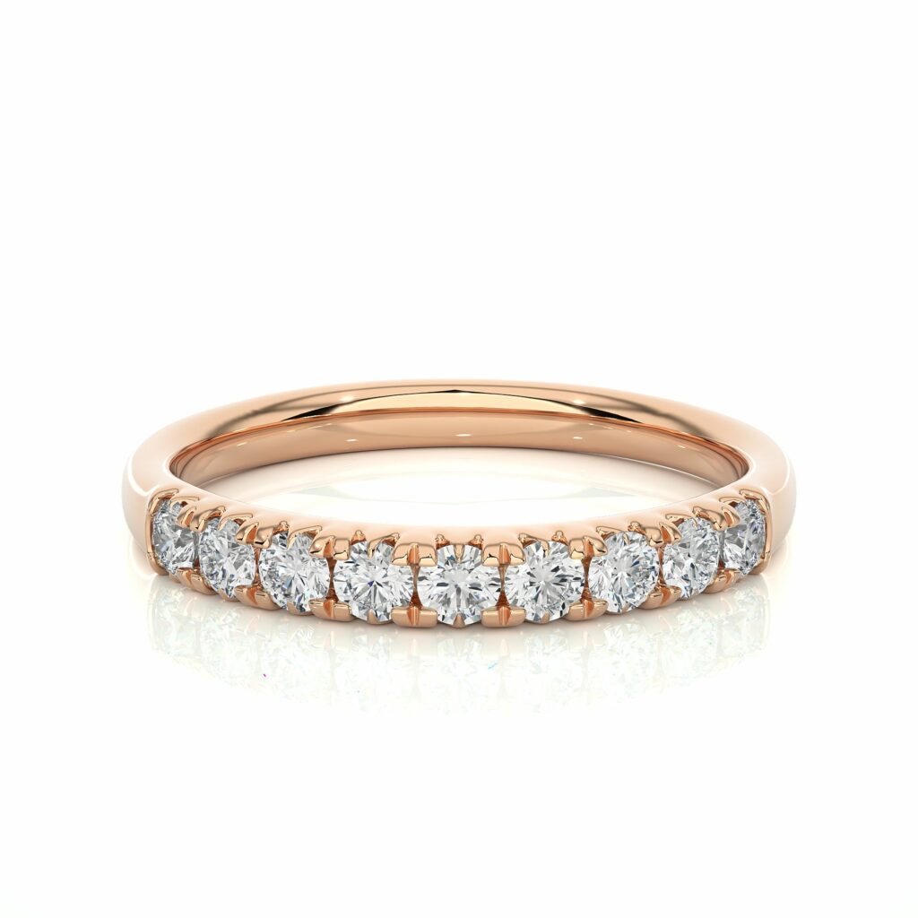 0.50 Ct Round Cut Lab Diamond Half Eternity Wedding Band In White Gold Rose
