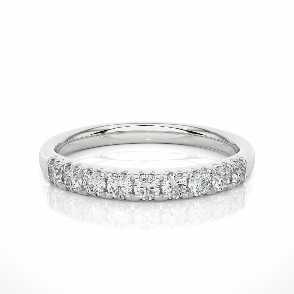 0.47 Ct Round Cut Diamond Half Eternity Wedding Band 950 Platinum Natural Diamond Eternity Wedding Rings