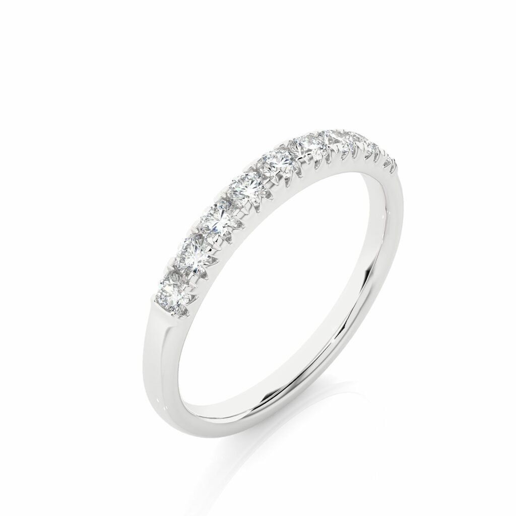 0.47 Ct Round Cut Diamond Half Eternity Wedding Band Eternity Wedding Rings