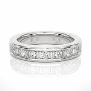 1 Ct Round And Baguette Cut Bezel Set Diamond Wedding Band 950 Platinum Natural Diamond Diamond Wedding Bands