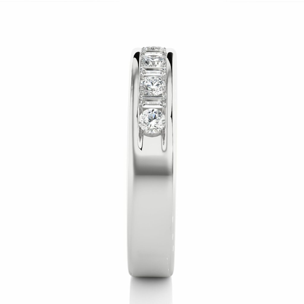 1 Ct Round And Baguette Cut Bezel Set Diamond Wedding Band Diamond Wedding Bands