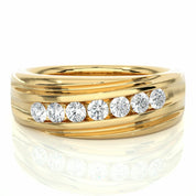 0.50 Carat 7 Stone Channel Setting Diamond Ring In Rose Gold Yellow