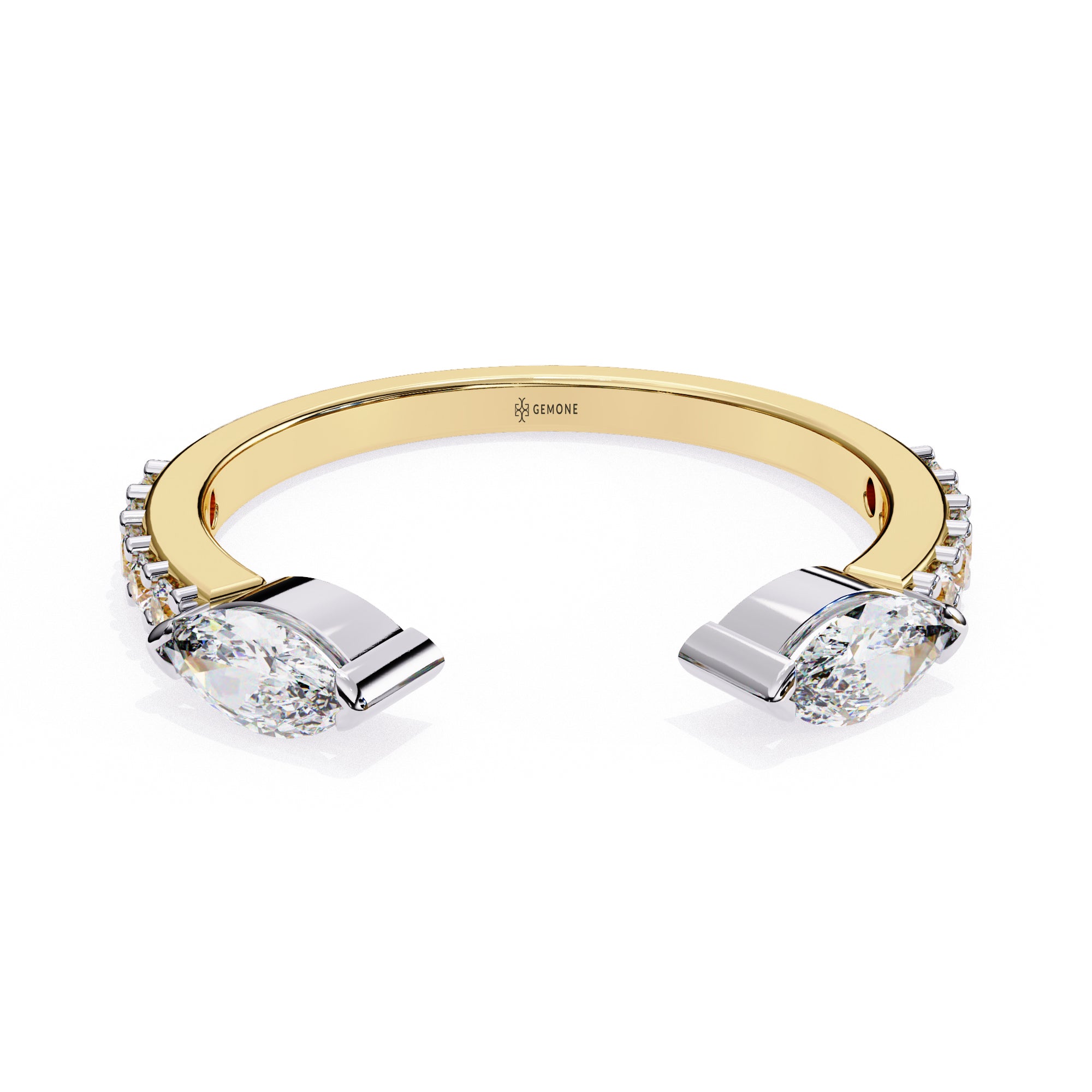 0.35 Carat Marquise Cut Toi et Moi Diamond Wedding Band In White Gold 18K Yellow Gold Natural Diamond Diamond Wedding Bands
