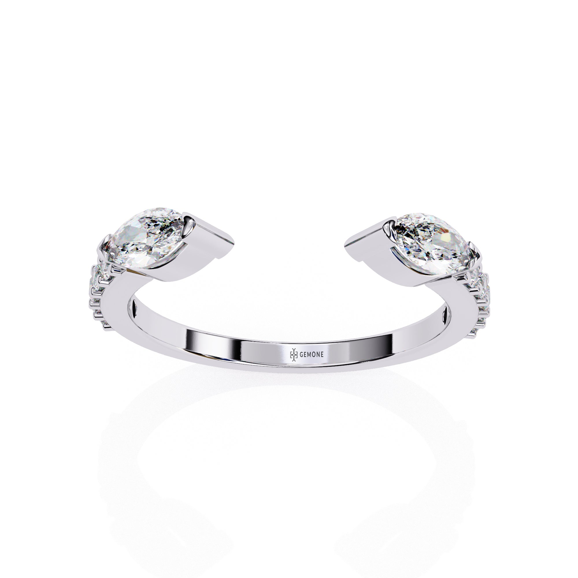 0.35 Carat Marquise Cut Toi et Moi Diamond Wedding Band In White Gold Diamond Wedding Bands