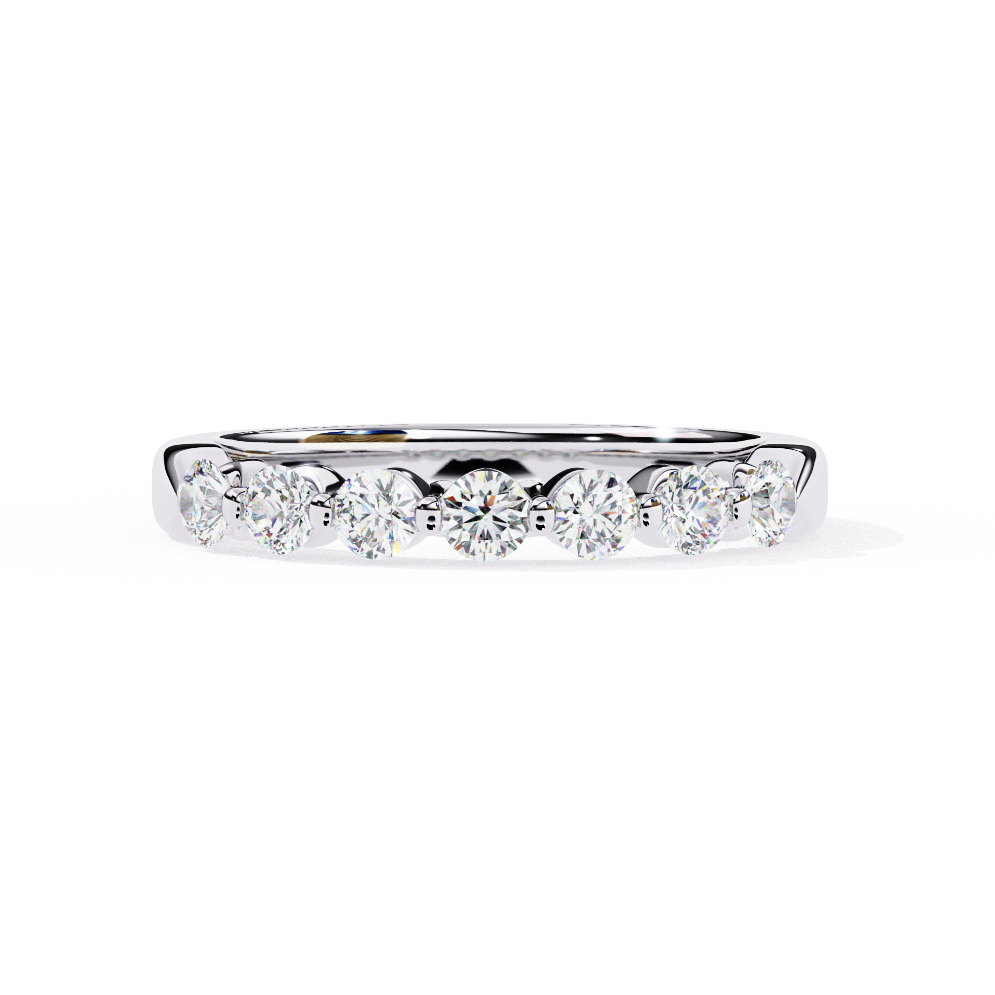 0.50 Carat Round Shape 7 Stone Diamond Wedding Band In Yellow Gold 950 Platinum Natural Diamond